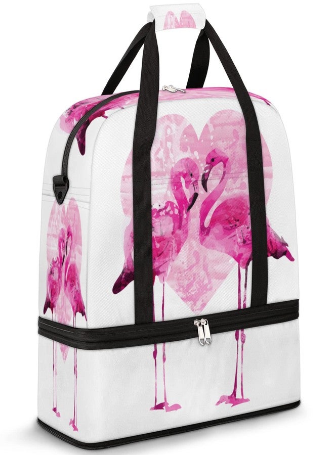 cfpolar Couple Flamingo Foldable Travel Duffel Bag Tote Carry On Luggage Sports Gym Bag With Shoe Compartment For Woman Man Overnight Weekend Yoga Workout Training Handbag - Image 1